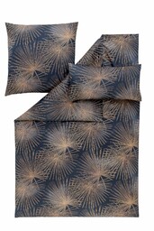 Estella Pościel satynowa 155x200 Candela granatowa złota liście 7599/625 2x70/80 2x40/40 Mako Satin