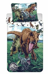 Jerry Fabrics Pościel bawełniana 140x200 Park jurajski Dinozury zielona poszewka 70x90 JF 02
