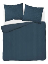 Detexpol Pościel adamaszkowa 160x200 denim granatowa jednobarwna paski 1 cm Pure