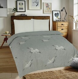 Matex Pościel flanelowa 140x200 F-75A-1 żurawie biała szara