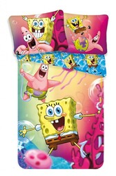Jerry Fabrics Pościel bawełniana 140x200 Sponge Bob Kanciastoporty 0920 Patryk Rozgwiazda gąbka SpongeBob