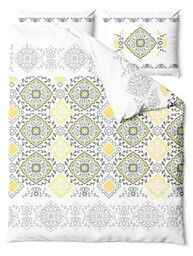 Zaratex Pościel satynowa 220x200 Sunshine Glamour biała żółta szara ornamenty orientalna Home Satin 1