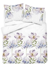 Detexpol Pościel satynowa 220x200 4449 A biała fioletowa kwiaty Home Satin 126