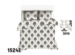 Extrapościel Pościel bawełniana 160x200 1524E biała szara ornamenty listki 381N
