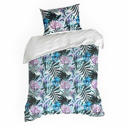 Eurofirany Pościel z mikrofibry 140x200 Malibu turkusowa wrzosowa liście D91 A