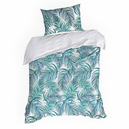Eurofirany Pościel z mikrofibry 140x200 Palms 2 biała turkusowa liście D91 A