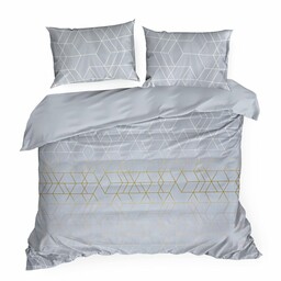 Eurofirany Pościel z mikrofibry 220x200 Geo 2 szara złota geometryczna D91 A