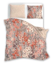Faro Pościel bawełniana 220x200 Flovery 003 kwiaty beżowa morelowa 23