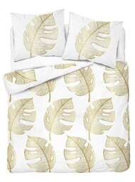 Detexpol Pościel bawełniana 220x200 Liście biała złota 4690 A bawełna 40