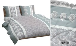 Karo Pościel bawełniana 140x200 szara miętowa ornamenty 3052 B bawełna Max