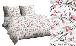 Karo Pościel bawełniana 160x200 biała różowa brązowa kwiatki 4306 C bawełna Max