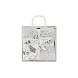 Interbaby Kocyk dziecięcy 80x110 Misie szary mikrofibra z tłoczonymi bąbelkami