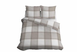 Detexpol Pościel bawełniana 180x200 jasno brązowa krata 4573 B Bawełna 16