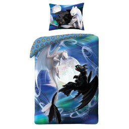 Halantex Pościel bawełniana 140x200 Dragon Smoki Jak wytresować smoka niebieska poszewka 70x90 Kids 12