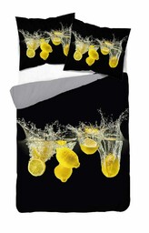 Detexpol Pościel z mikrofibry 3D 160x200 Cytryny czarna szara 4173 A mikro 28