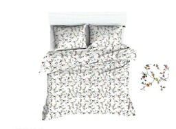 Extrapościel Pościel bawełniana 160x200 1682E biała kwiatuszki żółte czerwone 1126N