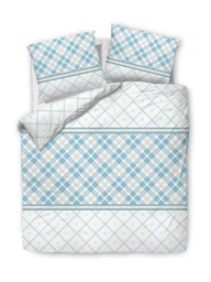 Darymex Pościel bawełniana 160x200 biała turkusowa kratka romby 71466/1 Cottonlove 3