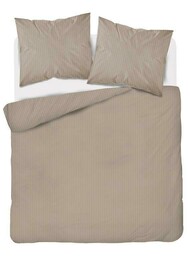 Detexpol Pościel adamaszkowa 160x200 taupe beżowa ciemna jednobarwna paski 1 cm Pure