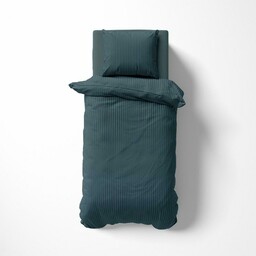 Detexpol Pościel adamaszkowa 140x200 denim granatowa jednobarwna paski 1 cm Pure