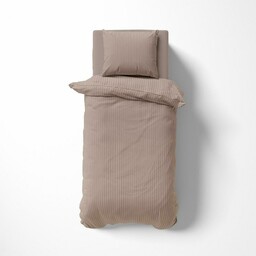 Detexpol Pościel adamaszkowa 140x200 taupe beżowa ciemna jednobarwna paski 1 cm Pure
