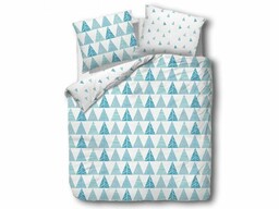 Darymex Pościel satynowa 220x200 trójkąty 1464/1 biała turkusowa dwustronna Satynlove