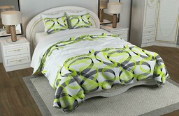 Luxury Pościel bawełniana 160x200 Esy floresy biała limonkowa fioletowa czarna 28022/1 01
