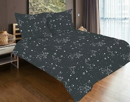 Matex Pościel satynowa 220x200 czarna biała gwiazdozbiór zodiak SE-53A Exclusive 2