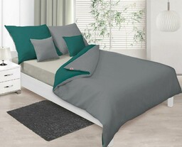 Matex Pościel satynowa 160x200 Double Face zielona ciemna grafitowa 34+44 KG