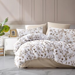 Darymex Pościel satynowa 220x200 Puha 1 liście biała beżowa w pudełku Luxury 23