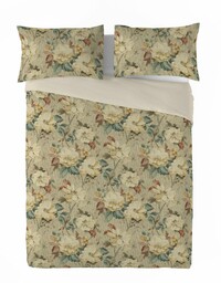 Matex Pościel lniana 160x200 Linen 04 kwiaty beżowa kolorowa w pudełku