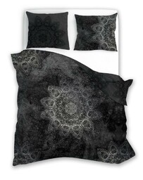Faro Pościel satynowa 140x200 Pure Mandala czarna poszewka 70x90
