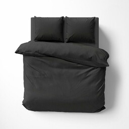 Detexpol Pościel adamaszkowa 220x200 czarna jednobarwna paski 1 cm Pure