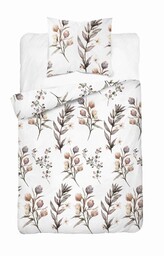 Detexpol Pościel satynowa 140x200 4770 B biała gałązki kwiaty Home Satin 54