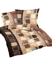 Karo Pościel z kory 140x200 beżowa brązowa kwadraty R396-2 Kora 23
