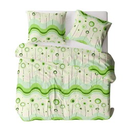 Karo Pościel z kory 160x200 wzór Lizaki zielone na guziki 100% bawełna gruba