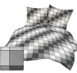 Karo Pościel z kory 140x200 kostka kratka geometria szara grafitowa 3D-1112A