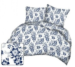 Karo Pościel z kory 200x220 biała granatowa kwiaty A1035 Kora 23