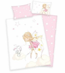 Herding Pościel bawełniana 100x135 Wróżka Little Fairy biała różowa dziecięca do łóżeczka H23