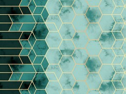 Extrapościel Pościel bawełniana 160x200 geometria turkusowa złota 1591N Classic