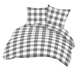 Karo Pościel z kory 200x220 171a szara biała kratka na guziki bawełniana gruba