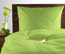 Karo Pościel z kory 200x220 seledynowa 12 jednobarwna 100% bawełna guziki