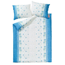 Karo Pościel z kory 140x200 wzór 137/2 Kwiatki Niebiesko-Białe na guziki 100% bawełna gruba