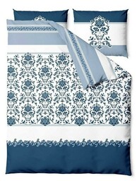 Zaratex Pościel satynowa 160x200 Celestial Dream Glamour biała granatowa ornamenty orientalna Satin Home 1