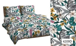 Karo Pościel bawełniana 140x200 biała szara kolorowa kwiaty 4209 D bawełna Max