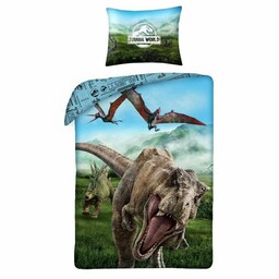 Halantex Pościel bawełniana 140x200 Jurassic World Park Jurajski dinozaury T-Rex poszewka 70x90 Kids 12