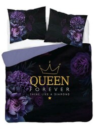 Detexpol Pościel bawełniana 220x200 Queen kwiaty fioletowa czarna 4332 A Home 130
