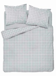 Detexpol Pościel satynowa 180x200 Szara krata 4812 B Home Satin 58