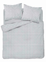 Detexpol Pościel satynowa 220x200 Szara krata 4812 B Home Satin 58