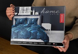 Detexpol Pościel satynowa 180x200 Liście granatowa 4813 A Home Satin 58