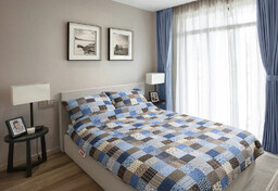 Karo Pościel z kory 160x200 z jedną poszewką 70x80 96/1 Paczłork niebieski 100% baweł